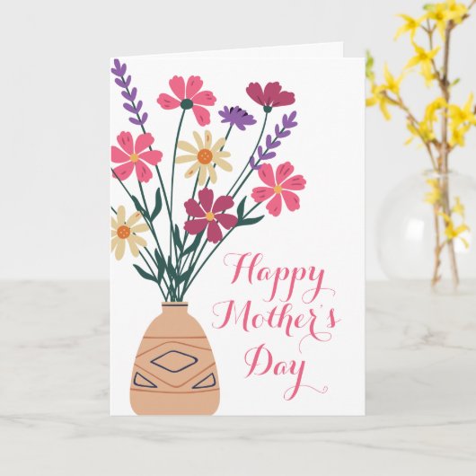 Blumenvase Muttertag geklappte Grußkarte Karte (Gelbe Blume)