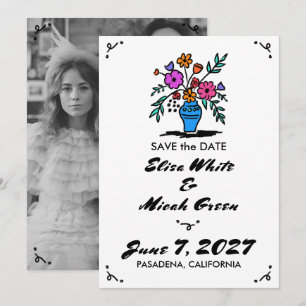 Blumenvase Rustikal Launisch Niedlich Skizze SW-Fo Save The Date