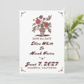 Blumenvase Rustikale Whimsikskizze Foto Save The Date (Stehend Vorderseite)
