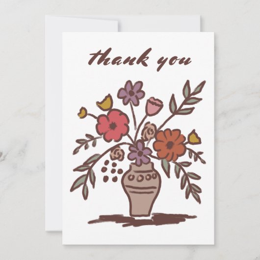 Blumenvase Rustikale Wirbelsäulenneutrale Farben Dankeskarte (Vorderseite)