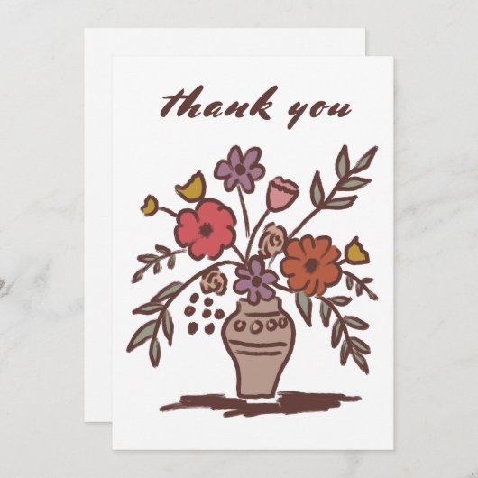 Blumenvase Rustikale Wirbelsäulenneutrale Farben Dankeskarte (Vorne/Hinten)