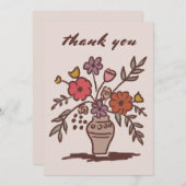 Blumenvase Rustikale Wirbelsäulenneutrale Farben Dankeskarte (Vorne/Hinten)