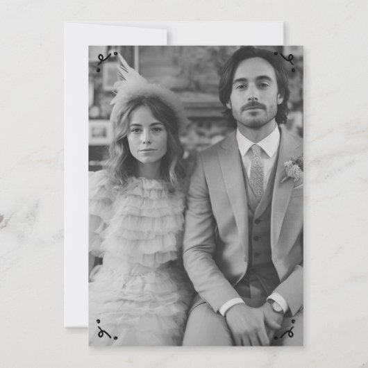 Blumenvase Rustikales Whimsisches Niedliches Sketc Save The Date (Rückseite)