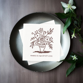 Blumenvase Sketch CUSTOM Hochzeitsstiftung Verlobu Serviette