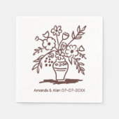 Blumenvase Sketch CUSTOM Hochzeitsstiftung Verlobu Serviette (Vorderseite)