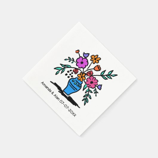 Blumenvase Sketch CUSTOM Hochzeitsstiftung Verlobu Serviette (Ecke)