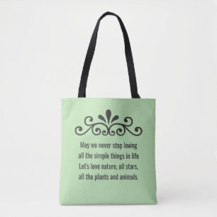 Blumenvektor, Naturtext Liebe auf Linde Grün Tasche