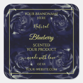 Blumenverpackungsmarken Dunkelblaue Rose Quadratischer Aufkleber