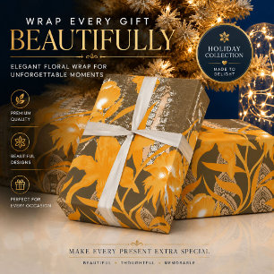 Blumenverpackungspapier Luxuriöses Gelbes Botani Geschenkpapier