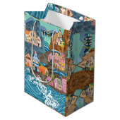 Blumenverpackungspapier Mittel Geschenktasche Mittlere Geschenktüte (Vorderseite Schrägansicht)