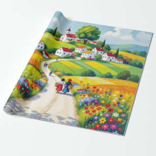 Blumenverpackungspapier Naiver Stil Geschenkpapier