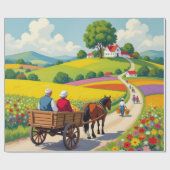 Blumenverpackungspapier Naiver Stil Geschenkpapier (Flach)