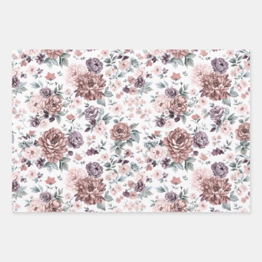 Blumenverpackungspapiere geschenkpapier set (Vorderseite)