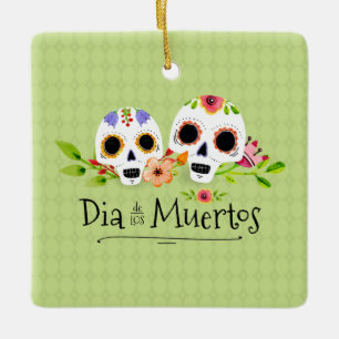 Blumenverzierung zuckerskulls Dia de Muertos   Keramikornament