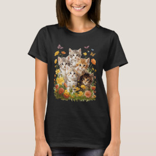 Blumenvintage-Ästhetik Gemalte Kätzchen und Presse T-Shirt