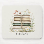 Blumenvintage-Bücher Weiblich Personalisiert Mousepad (Vorne)