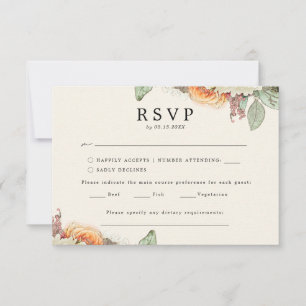 Blumenvintage-Eukalyptus-Rosen-Menü-Auswahl-RSVP RSVP Karte