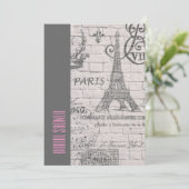 BlumenVintages Brautparty Turms paris Eiffel Einladung (Stehend Vorderseite)