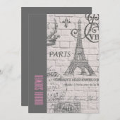 BlumenVintages Brautparty Turms paris Eiffel Einladung (Vorne/Hinten)