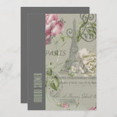 BlumenVintages Brautparty Turms paris Eiffel Einladung (Vorne/Hinten)