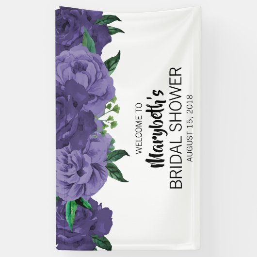 Blumenviolett Lila Brautparty Begrüßungsbanner Banner (Vertikal)