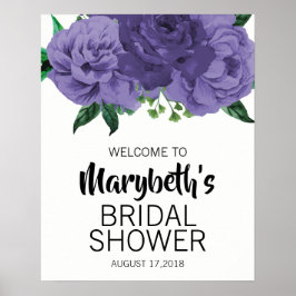 Blumenviolett Lila Brautparty Begrüßungszeichen Poster