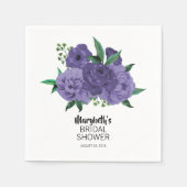 Blumenviolett Lila Brautparty Papier Napkin Serviette (Vorderseite)