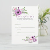 Blumenviolett und Milchdusche Baby Ratings Einladung (Stehend Vorderseite)