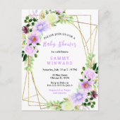 Blumenviolette Blumen mit Foliage Baby Dusche Postkarte (Vorderseite)