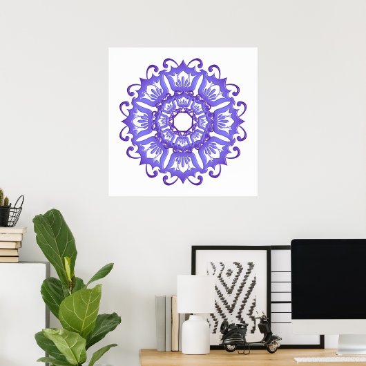 Blumenviolette Mandala. Poster (Heimbüro)