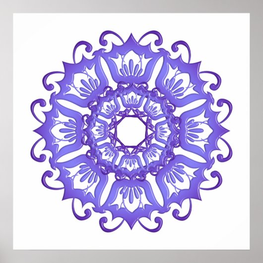 Blumenviolette Mandala. Poster (Vorne)