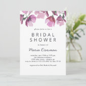 Blumenviolettes Brautparty Einladung (Stehend Vorderseite)