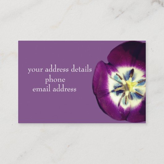BlumenVisitenkarte, Größe, kundenspezifischer Text Visitenkarte (Rückseite)