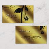 BlumenVisitenkarte-metallischer Goldsatin Visitenkarte (Vorne/Hinten)
