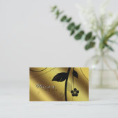 BlumenVisitenkarte-metallischer Goldsatin Visitenkarte (Stehend Vorderseite)