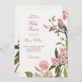 Blumenvogel Art Babydusche Einladung (Vorne/Hinten)