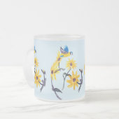 Blumenvogel Art, Blauer Tit Sonnenblumen Mattglastasse (Vorderseite Links)