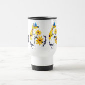 Blumenvogel Art, Blauer Tit Sonnenblumen Reisebecher (Mittel)