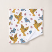 Blumenvögel Badhandtuch Set (Waschlappen)