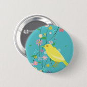 Blumenvogel (blau) button (Vorne & Hinten)
