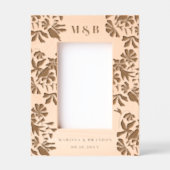 Blumenvögel Custom Wedple Monogram Foto Geätzte Rahmen (Vorderseite)