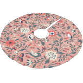 Blumenvögel Handgezogene Vintag Polyester Weihnachtsbaumdecke (Schrägansicht)