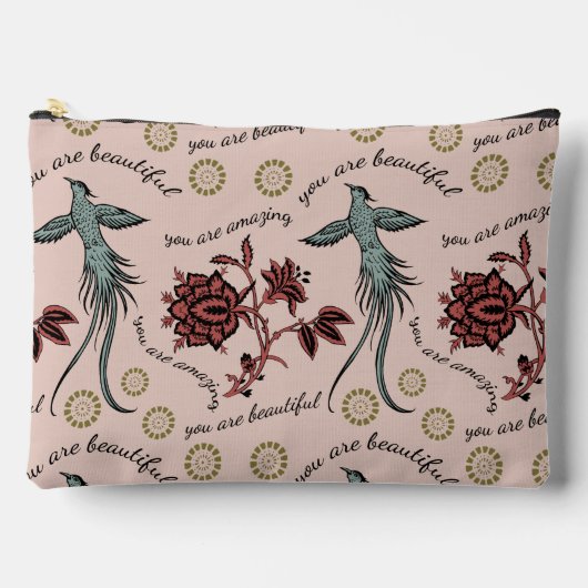 Blumenvogel Inspirationsmuster Zubehörtasche (Vorderseite)