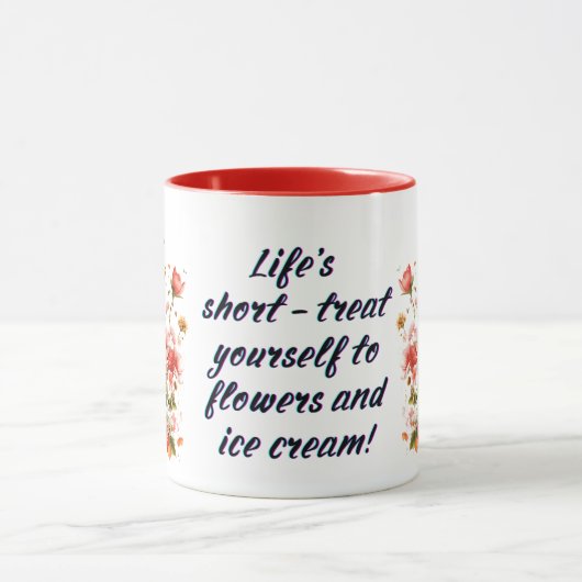 Blumenvogel mit Eiscreme-Tasse Tasse (Zentrum)