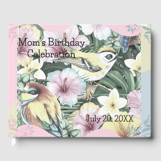 Blumenvögel Personalisiert Gästebuch (Vorderseite)