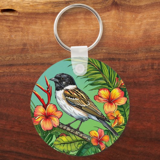 Blumenvogel Schlüsselanhänger (Rückseite)