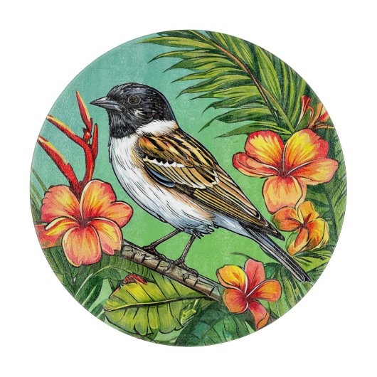 Blumenvogel Schneidebrett (Vorderseite)