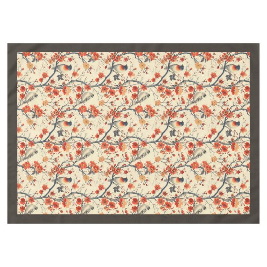 Blumenvögel Tablecloth Cosy Fall Dining Akzent Tischdecke (Vorderseite (Horizontal))