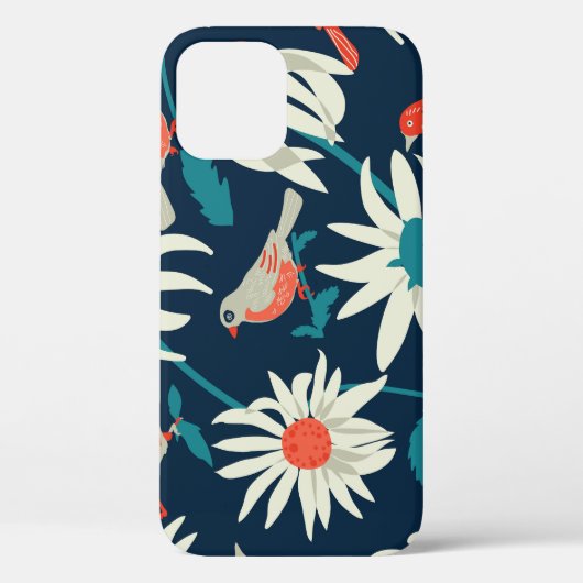 Blumenvögel: Vintages Nahtloses Design. Case-Mate iPhone Hülle (Rückseite)