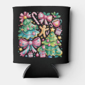 Blumenvogel Xmas Tree Bow Coquette Pink Blau Dosenkühler (Vorderseite)